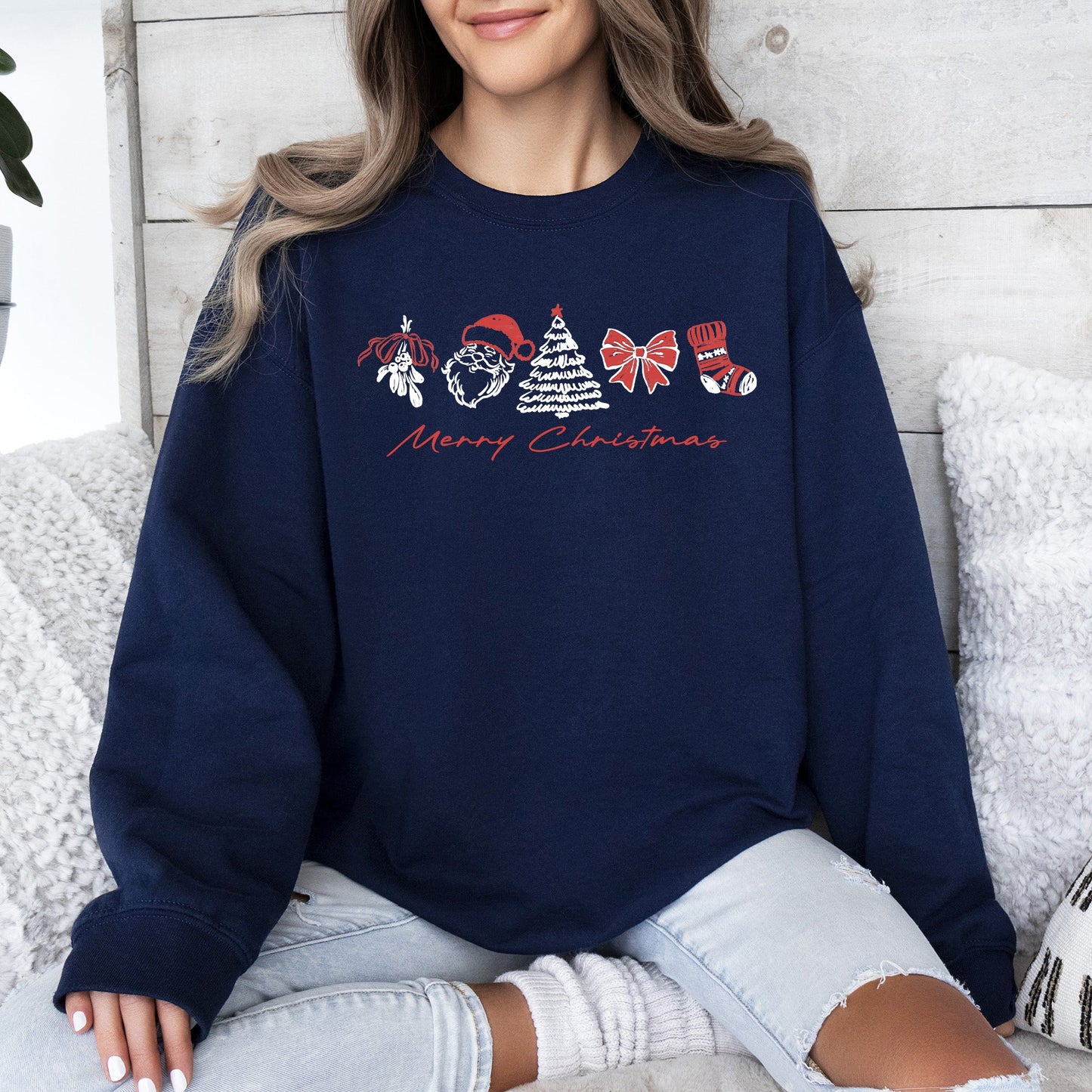 Merry Christmas Santa Retro Vintage Festive Gingerbread Cheer Nostalgic Throwback Sweatshirt