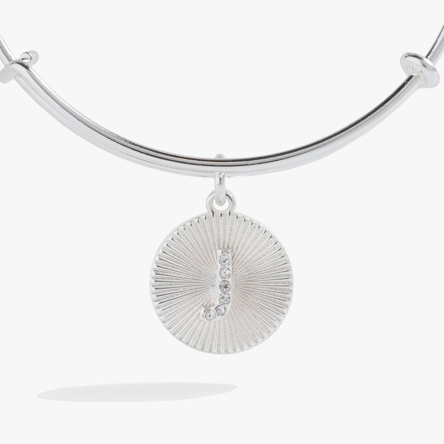 Initial J Pave Starburst Texture Bangle