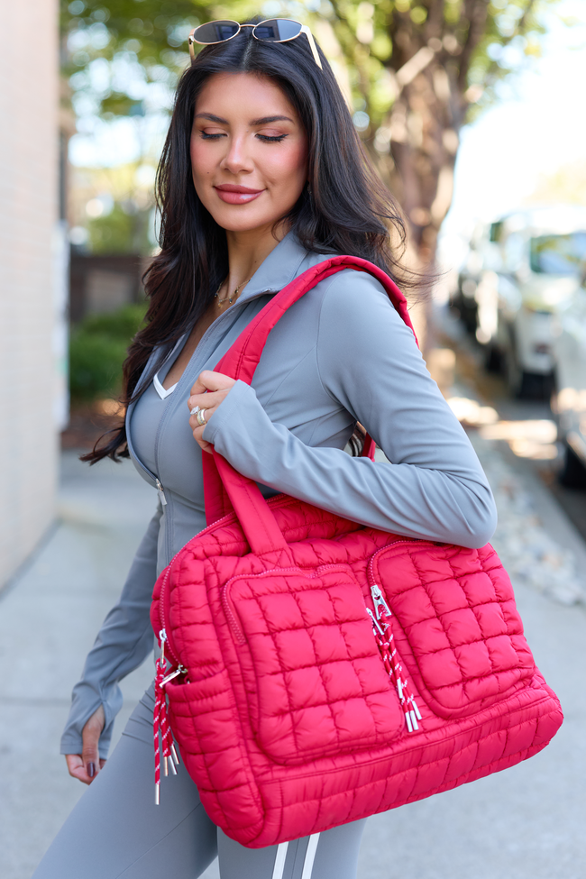 Haylie Red Quilted Weekender Bag