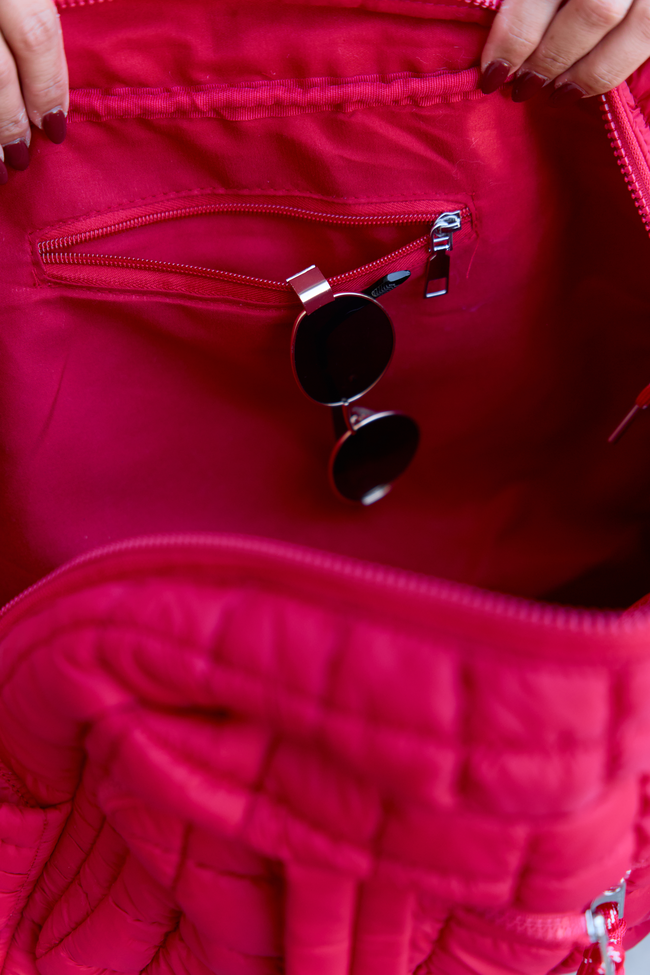 Haylie Red Quilted Weekender Bag