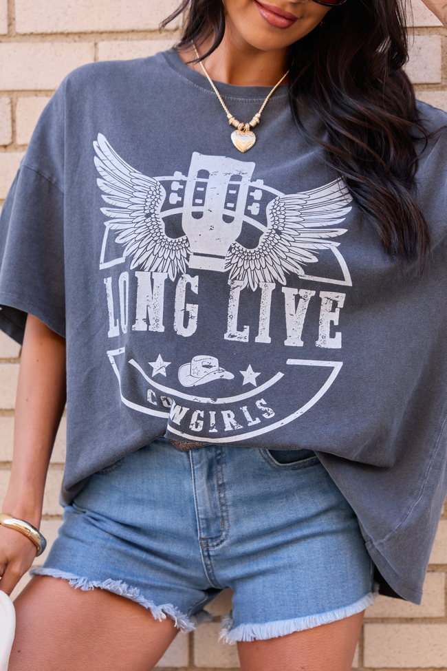 Long Live Cowgirls Charcoal Oversized Graphic Tee
