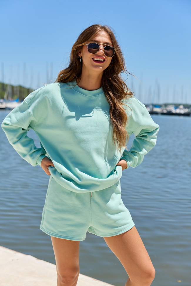 Everyday Ease Mint Fleece Shorts