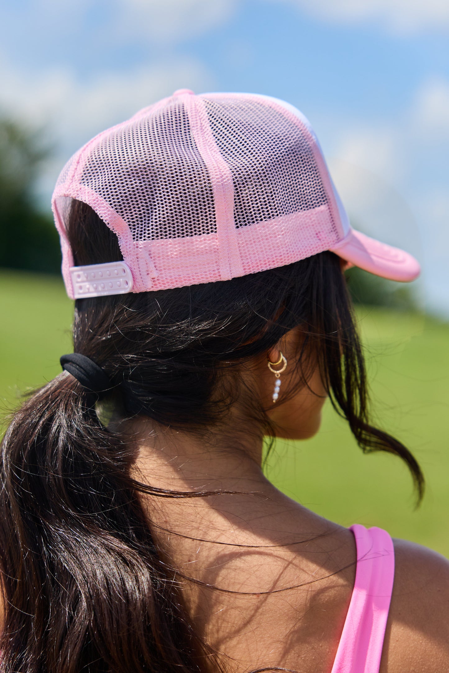 Golf Wives White/Pink Embroidered Trucker Hat