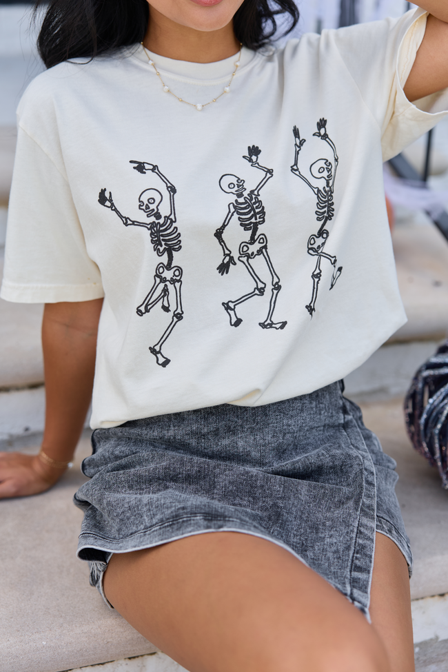 Skeletons Dancing Ivory Graphic Tee