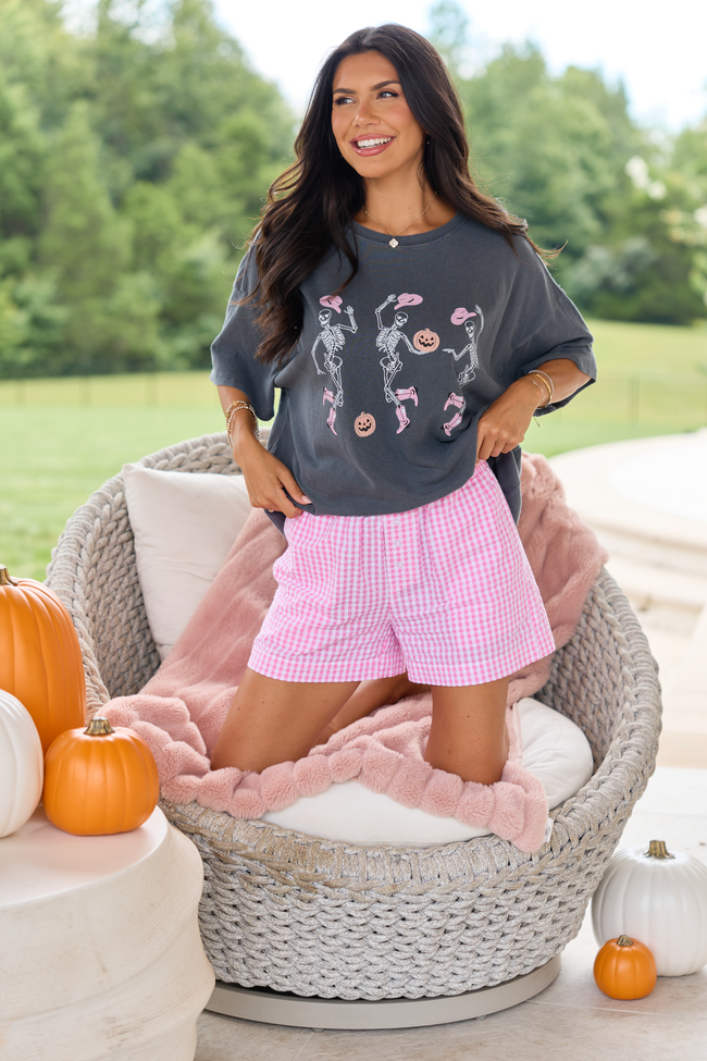 Dancing Skeletons Charcoal Oversized Graphic Tee
