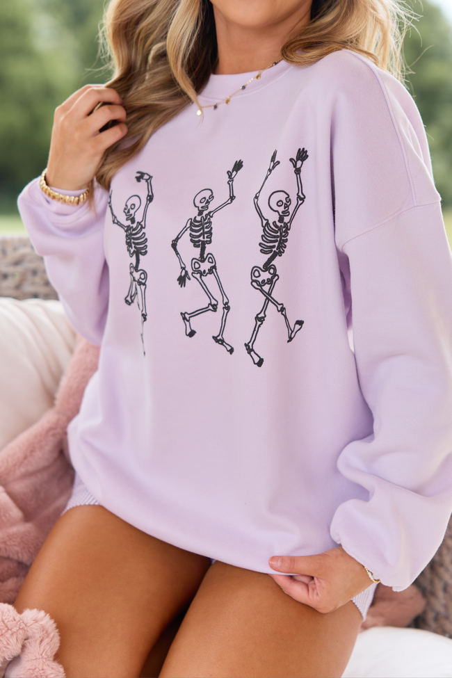 Skeletons Dancing Purple Graphic Sweatshirt