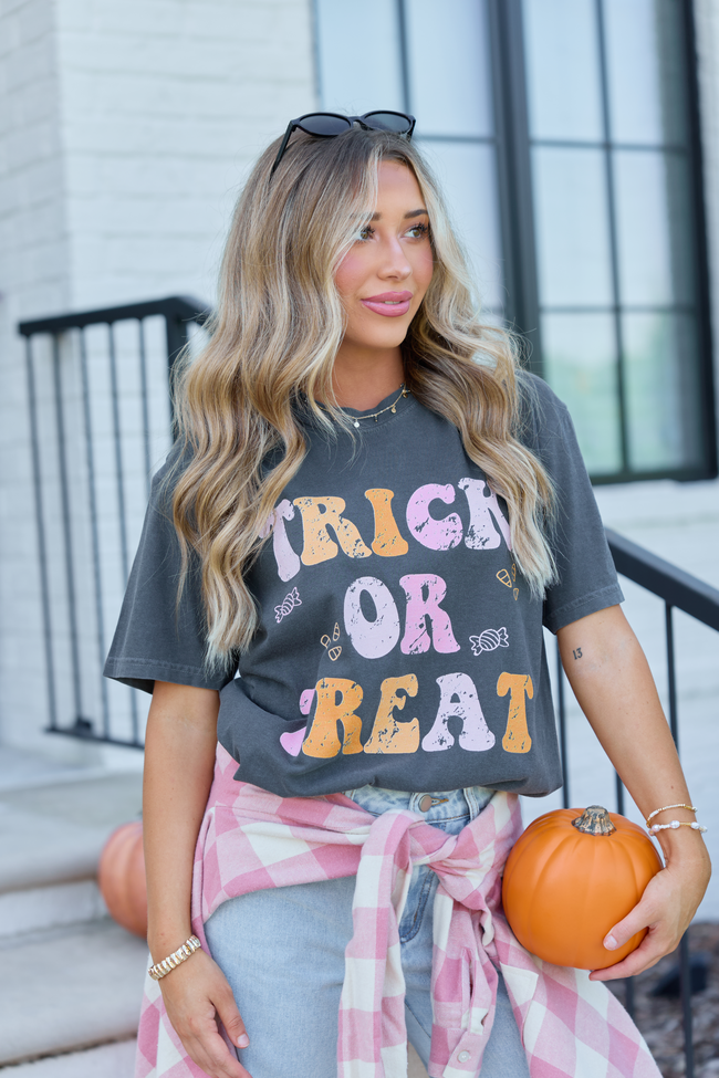 Trick Or Treat Dark Grey Graphic Tee DOORBUSTER