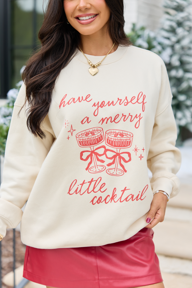 Have Yourself A Merry Little Cocktail Cream Oversized Graphic Sweatshirt