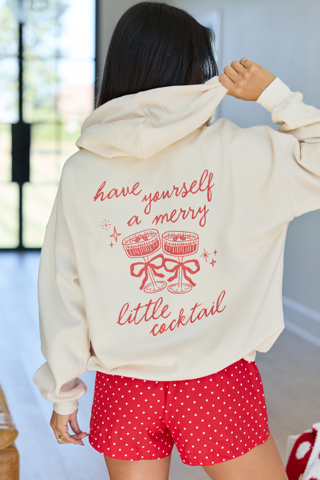 Have Yourself A Merry Little Cocktail Cream Graphic Hoodie