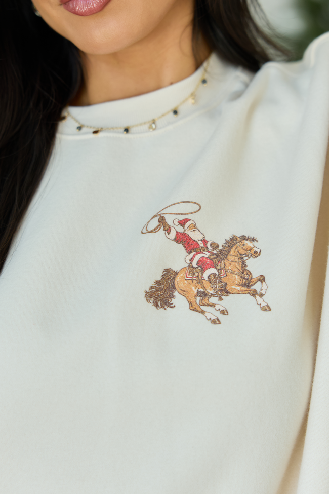 Giddy Up Jingle Horse, Pick Up Your Feet Cream Oversized Graphic Sweatshirt