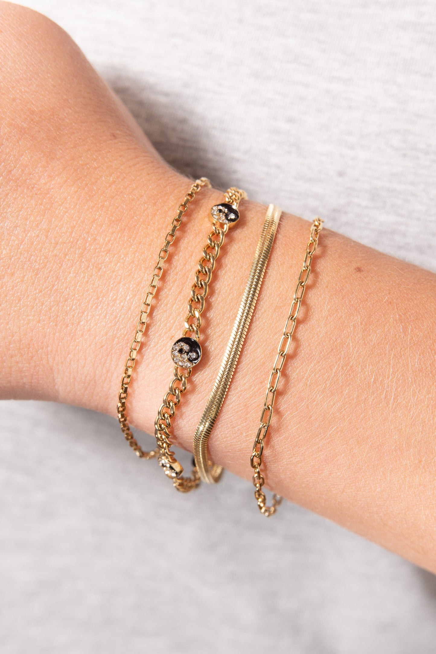Yin Yang Curb Chain Bracelet