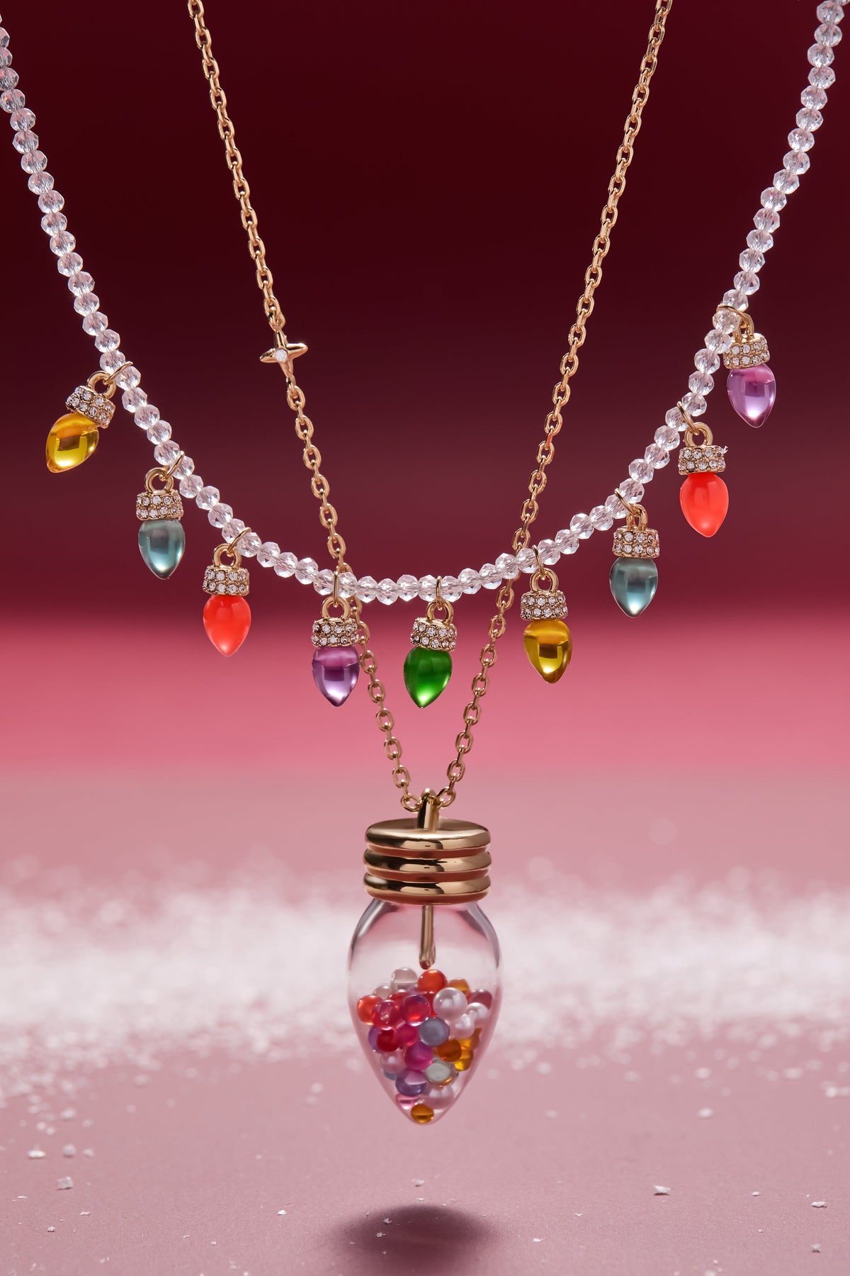 Christmas Light Bulb Shaker Necklace