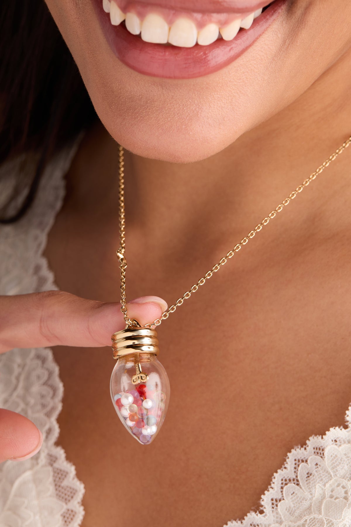 Christmas Light Bulb Shaker Necklace