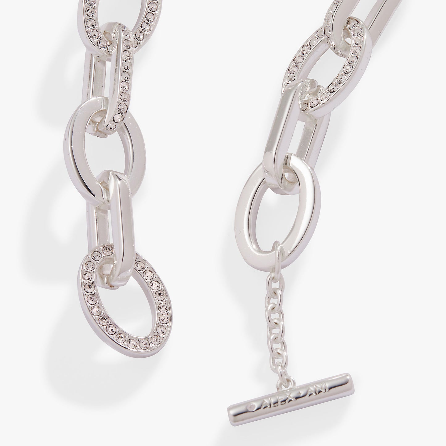 Oval Link Crystal Chain Toggle Bracelet