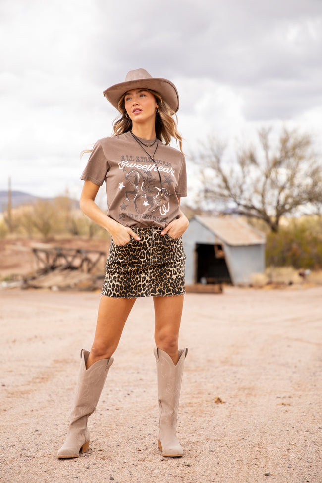 All American Sweetheart Brown Comfort Colors Graphic Tee