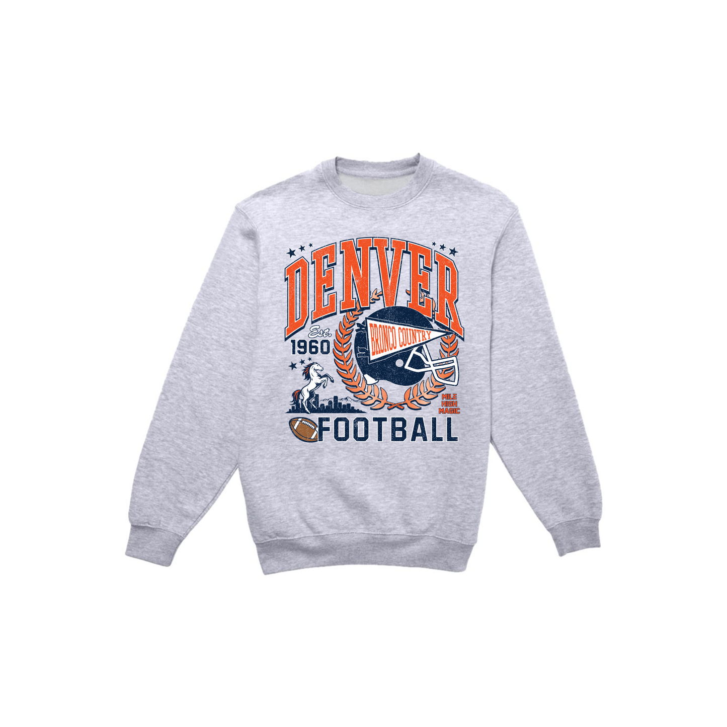 Denver Football Vintage Graphic Crewneck Sweatshirt | Retro Game Day Sweatshirt