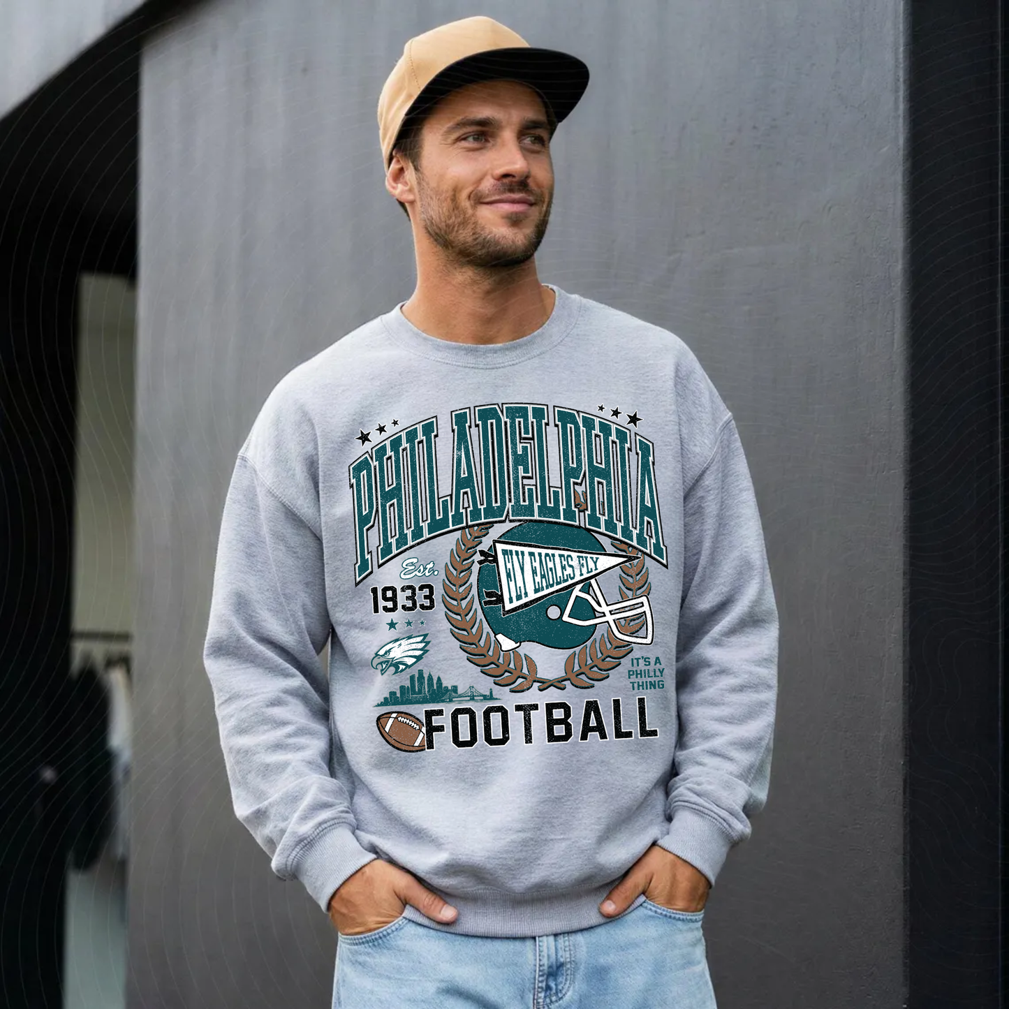 Philadelphia Football Sweatshirt | Vintage Eagles Game Day Crewneck