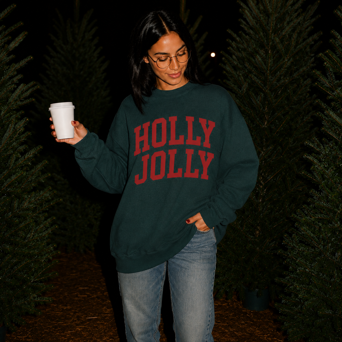 Holly Jolly Christmas Crewneck Sweatshirt | Vintage Varsity Christmas Pullover