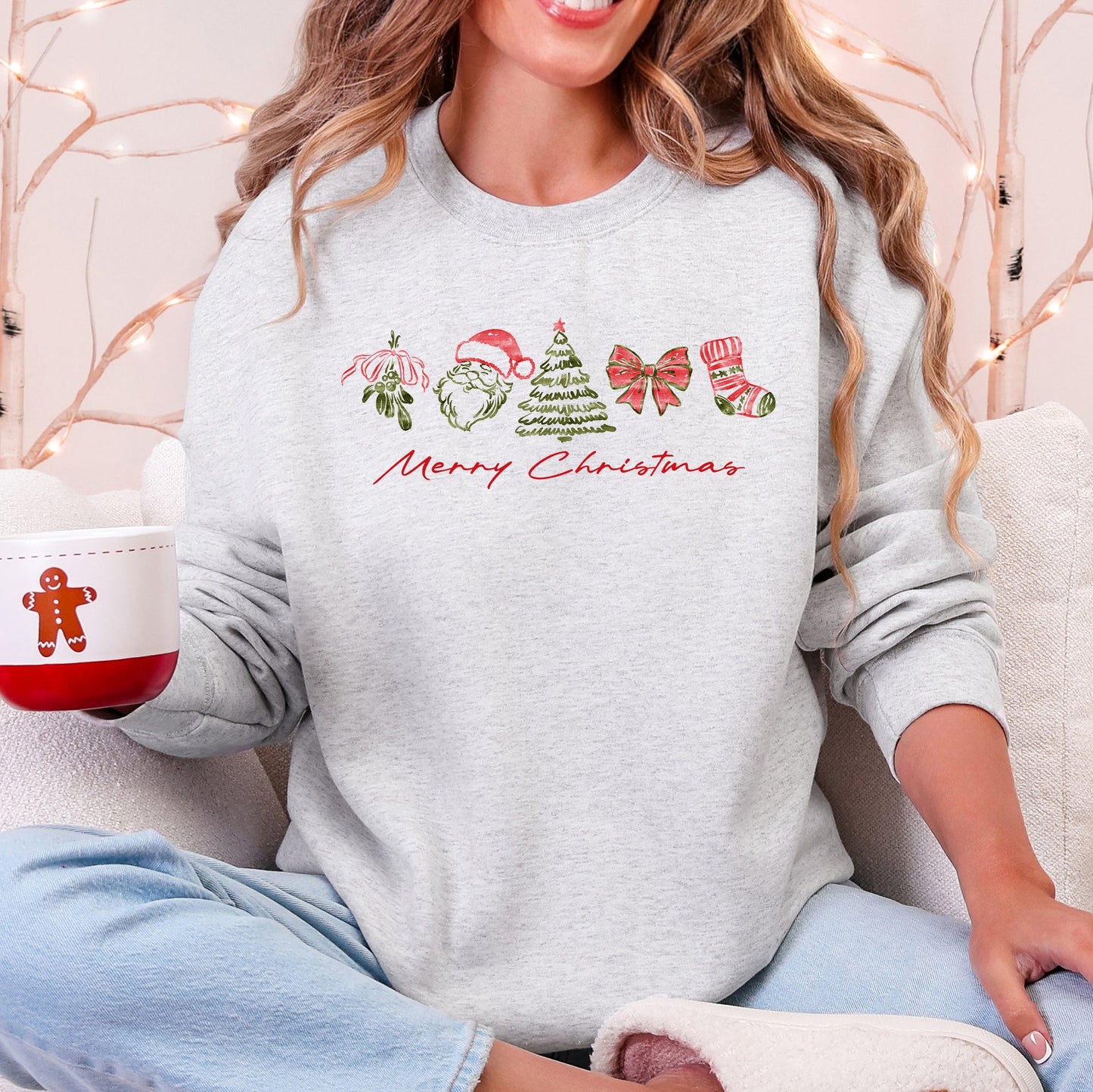 Merry Christmas Santa Retro Vintage Festive Gingerbread Cheer Nostalgic Throwback Sweatshirt