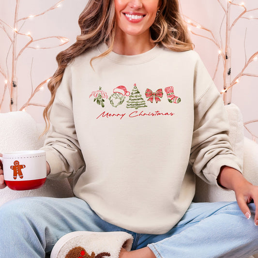 Merry Christmas Santa Retro Vintage Festive Gingerbread Cheer Nostalgic Throwback Sweatshirt