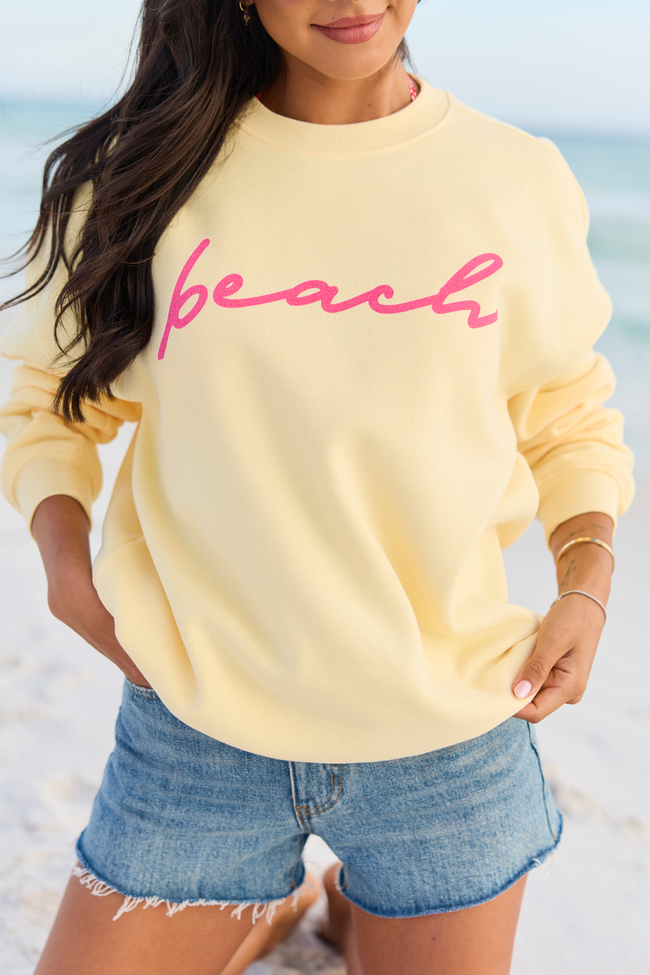 Beach Script Yellow Graphic Sweatshirt