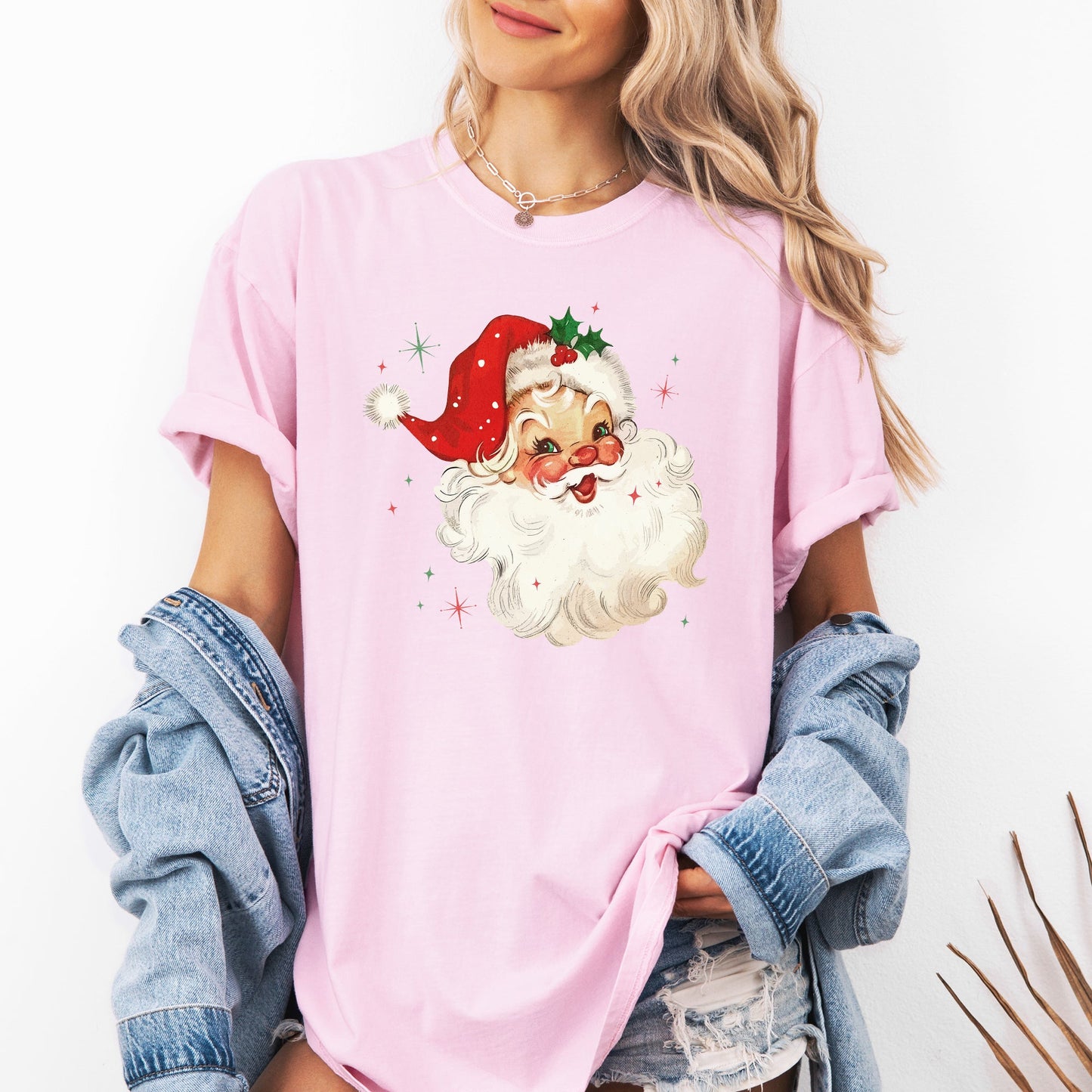 Retro Santa Christmas Sparkles Vintage Winter Snow Xmas Festive Premium Graphic Tee