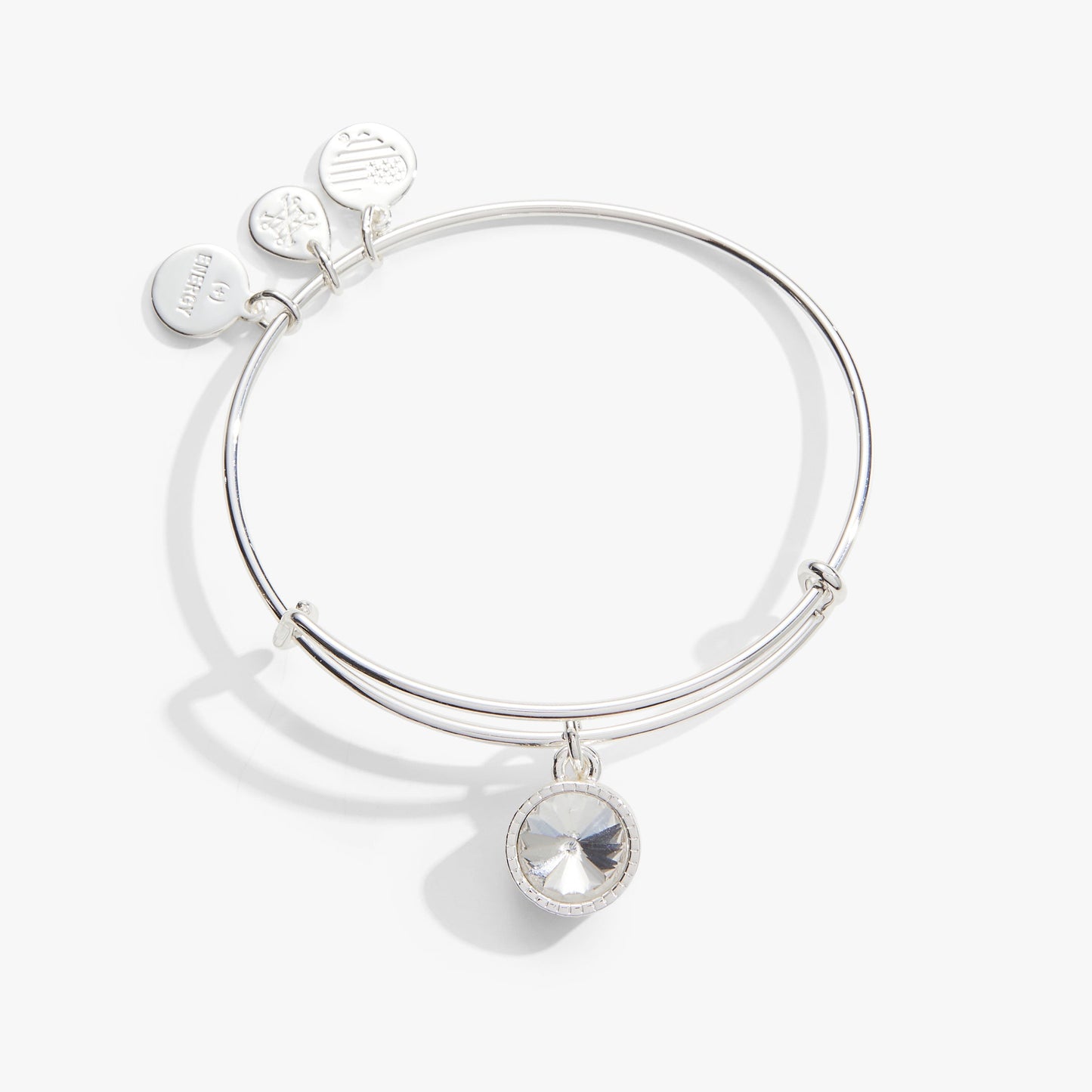 April Clear Crystal Birthstone Charm Bangle