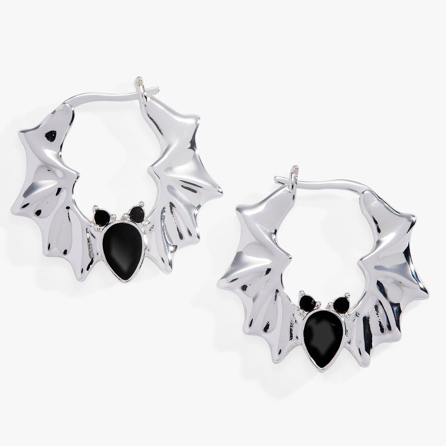 Crystal Bat Hoop Earrings