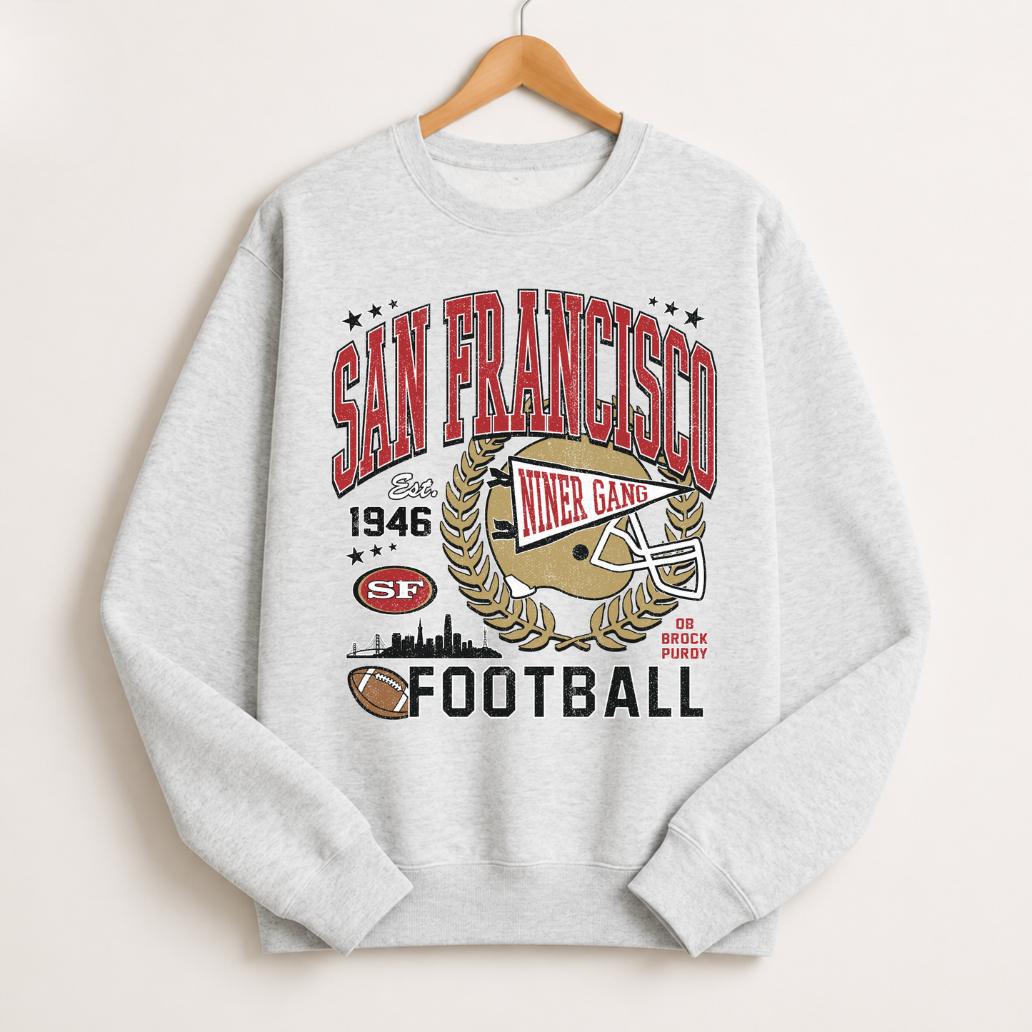 San Francisco Football Sweatshirt | Vintage Red & Gold Game Day Crewneck