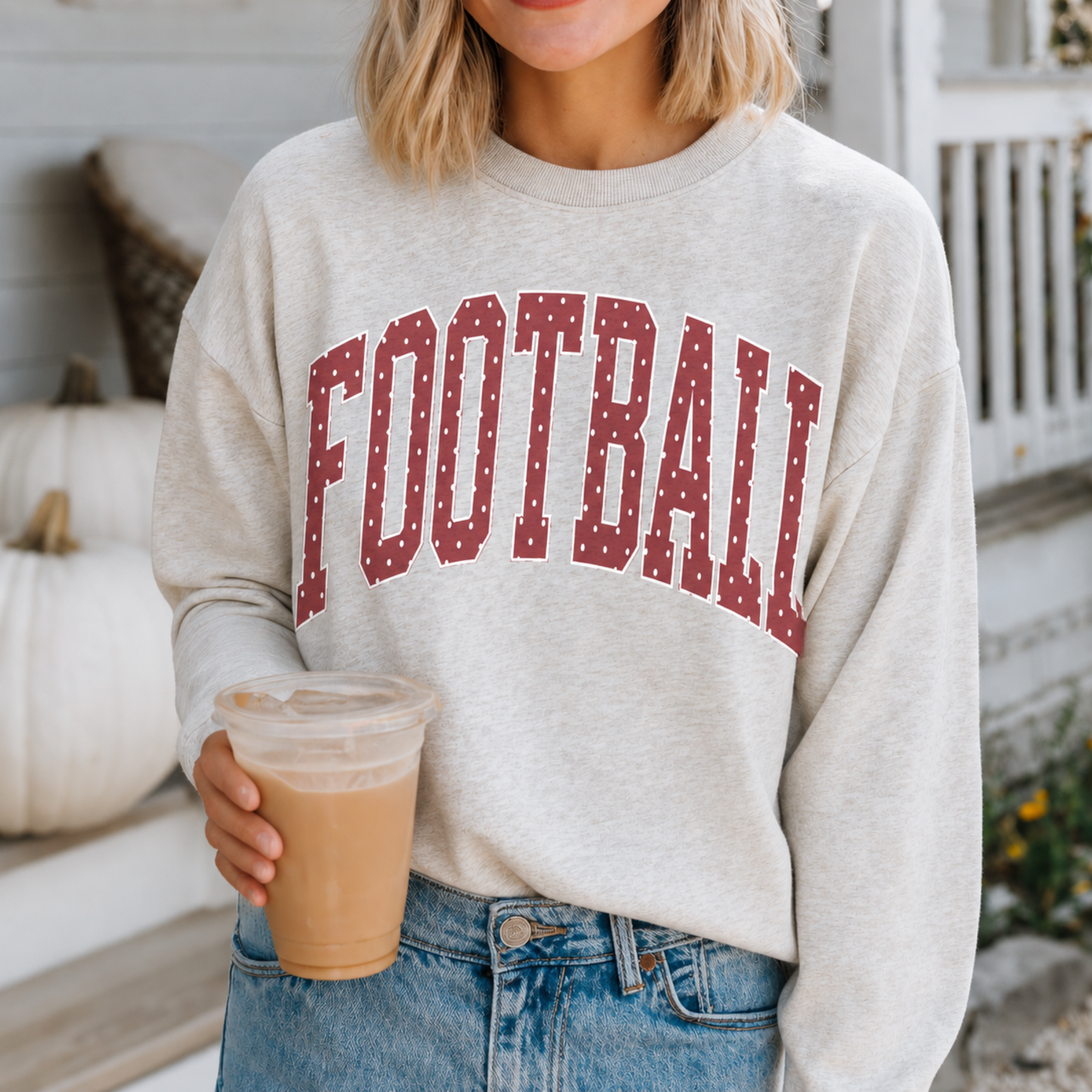 Football Polka Dot Sweatshirt | Custom Team Color Game Day Crewneck