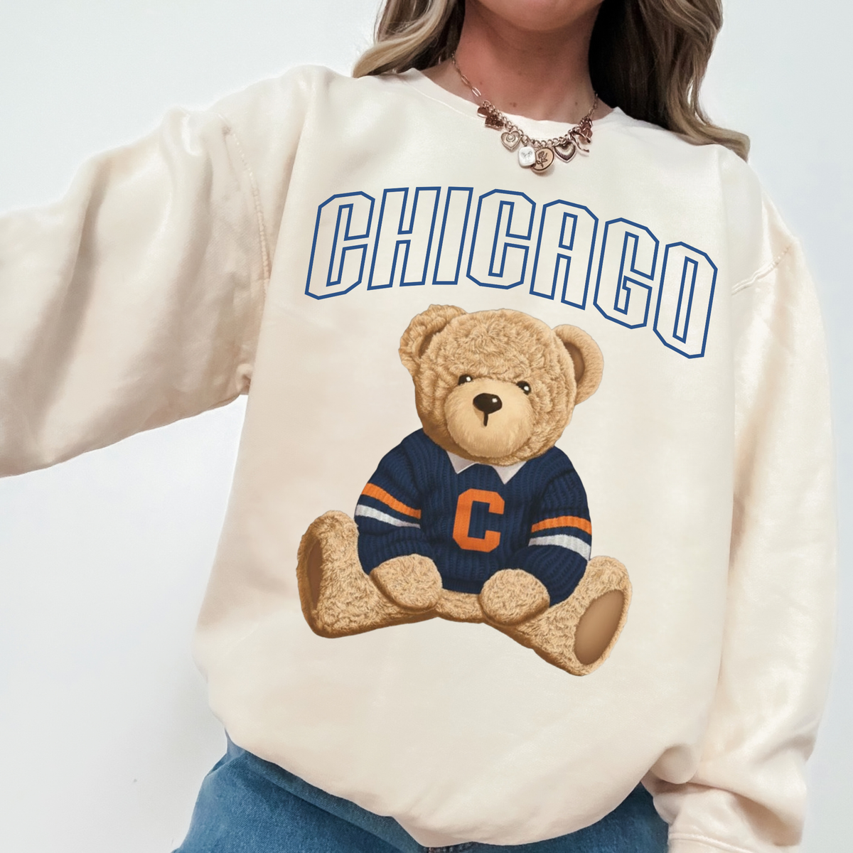 Chicago Vintage Teddy Bear Sweatshirt | Retro Football Crewneck