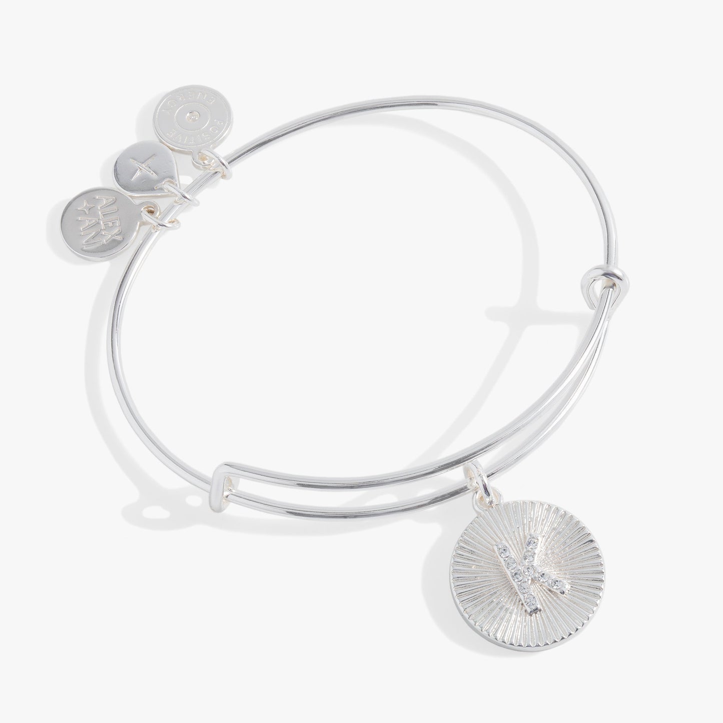 Initial K Pave Starburst Texture Bangle