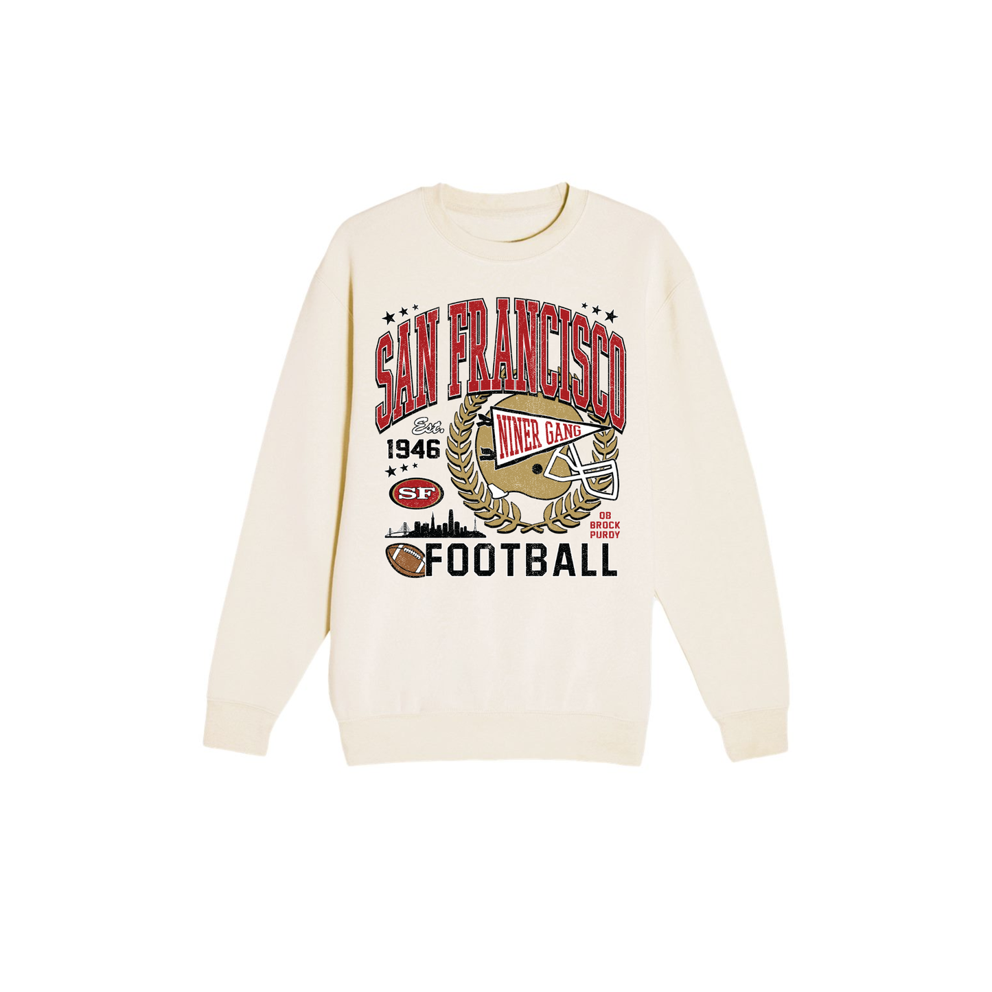 San Francisco Football Sweatshirt | Vintage Red & Gold Game Day Crewneck