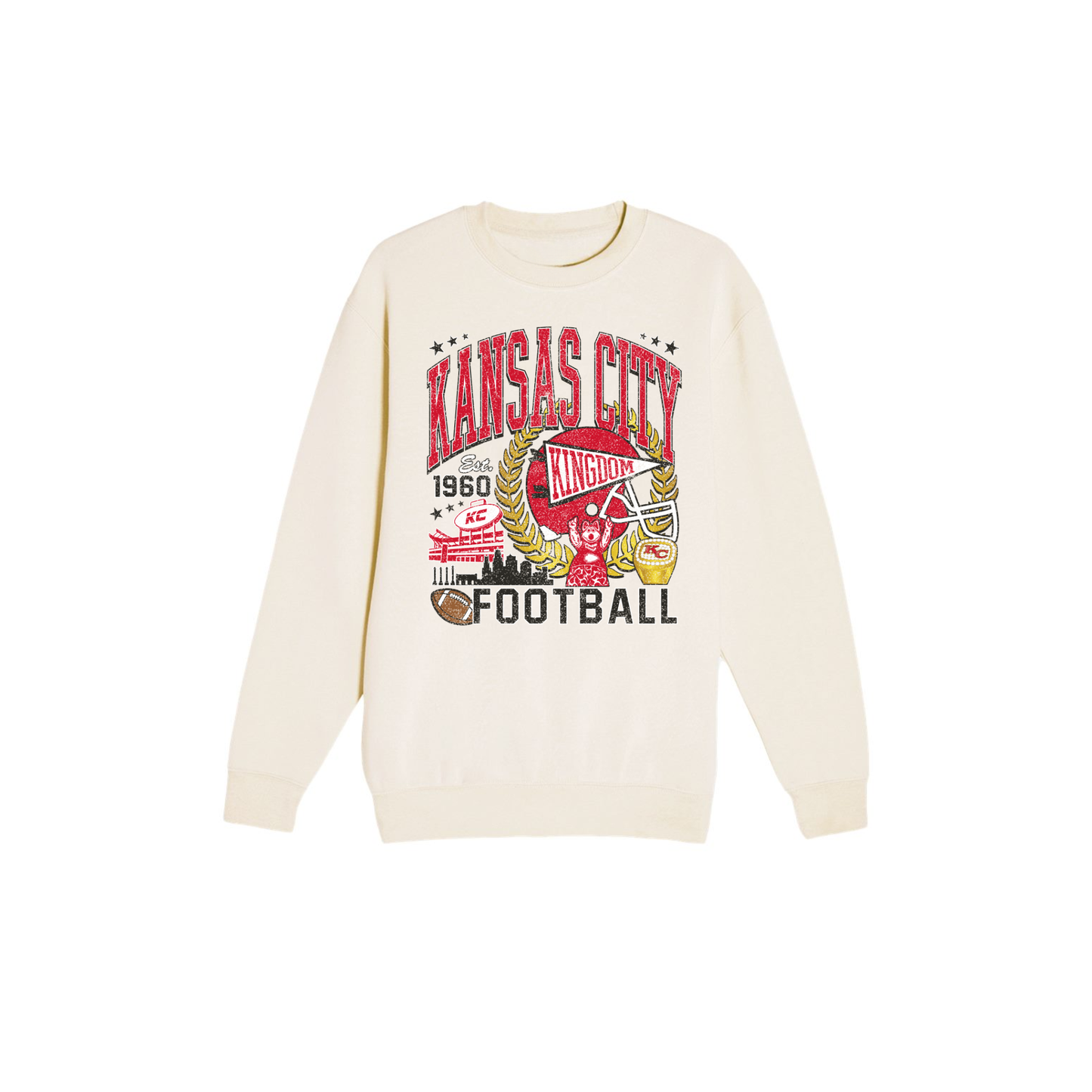 Kansas City Football Vintage Graphic Crewneck Sweatshirt | Retro Game Day Sweatshirt