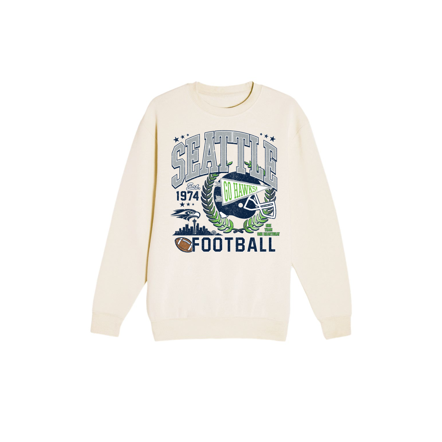 Seattle Football Vintage Graphic Crewneck Sweatshirt | Retro Game Day Sweatshirt