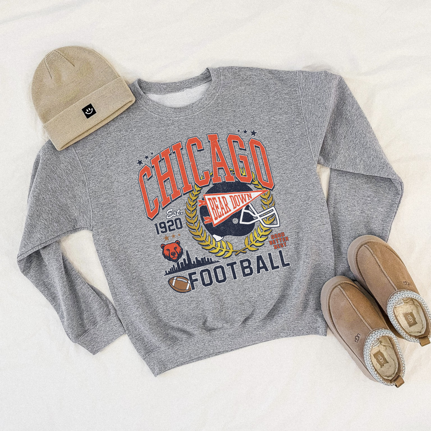 Chicago Football Vintage Inspired Graphic Sweatshirt – Bear Down Retro Crewneck