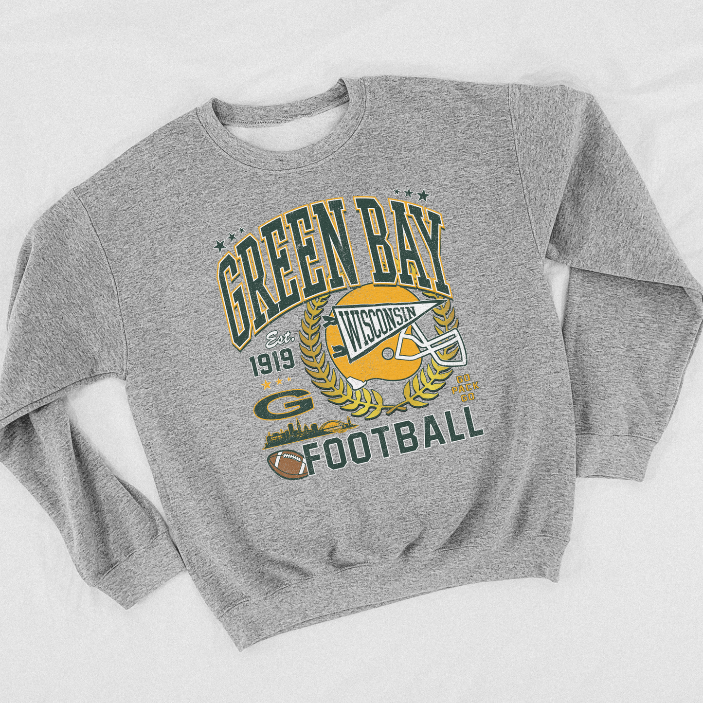 Green Bay Football Vintage Wisconsin Crewneck Sweatshirt – Classic Game Day Pullover