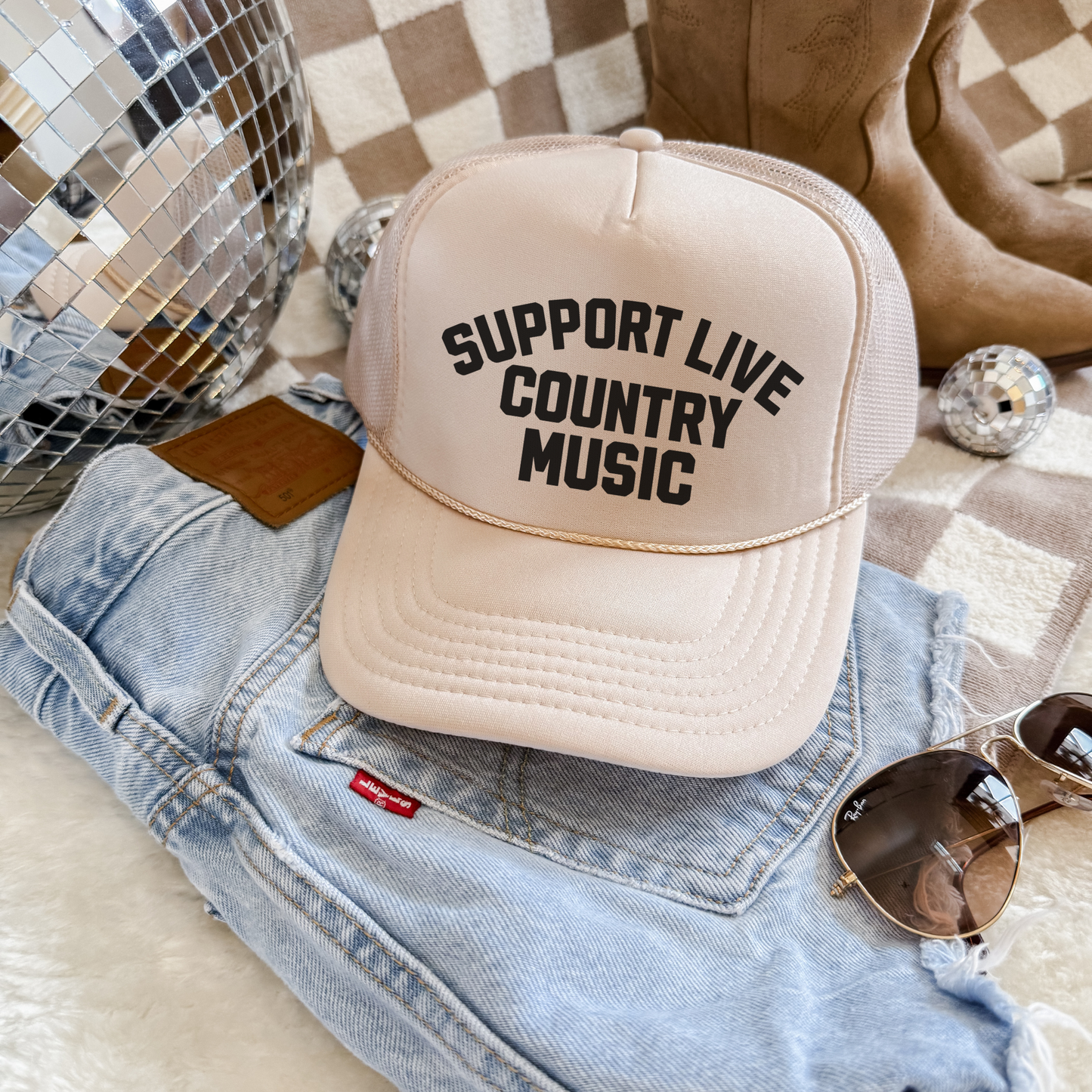 Support Live Country Music Trucker Hat | Western Country Concert Hat
