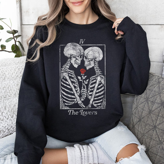 The Lovers Tarot, Skeletons, Mystical, Magic, Valentine's Day Graphic Sweatshirt