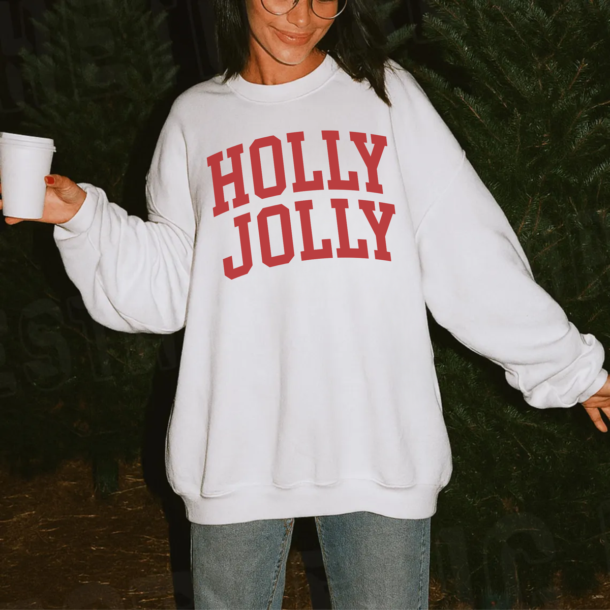 Holly Jolly Christmas Crewneck Sweatshirt | Vintage Varsity Christmas Pullover
