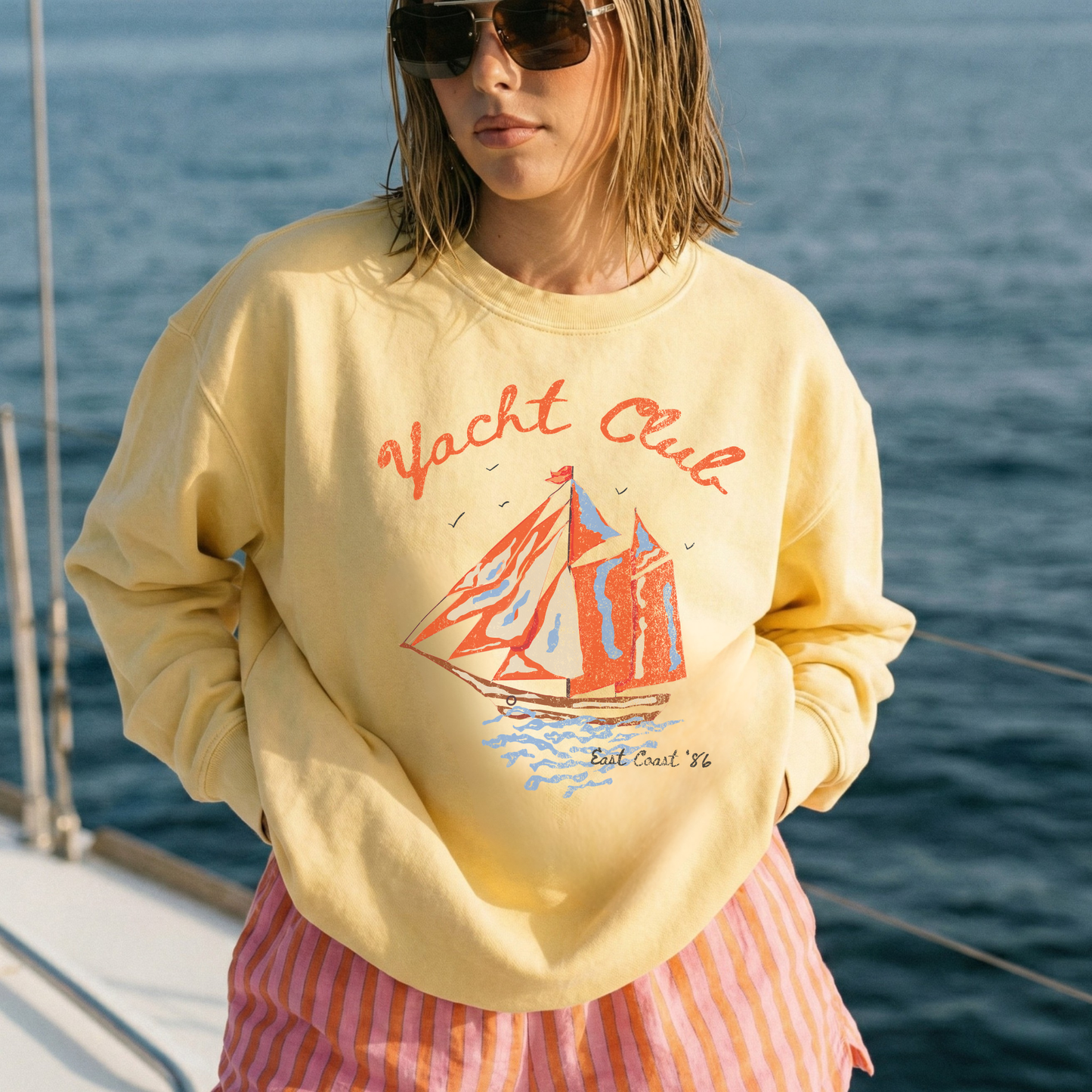 Yacht Club Sweatshirt – Coastal Graphic Crewneck