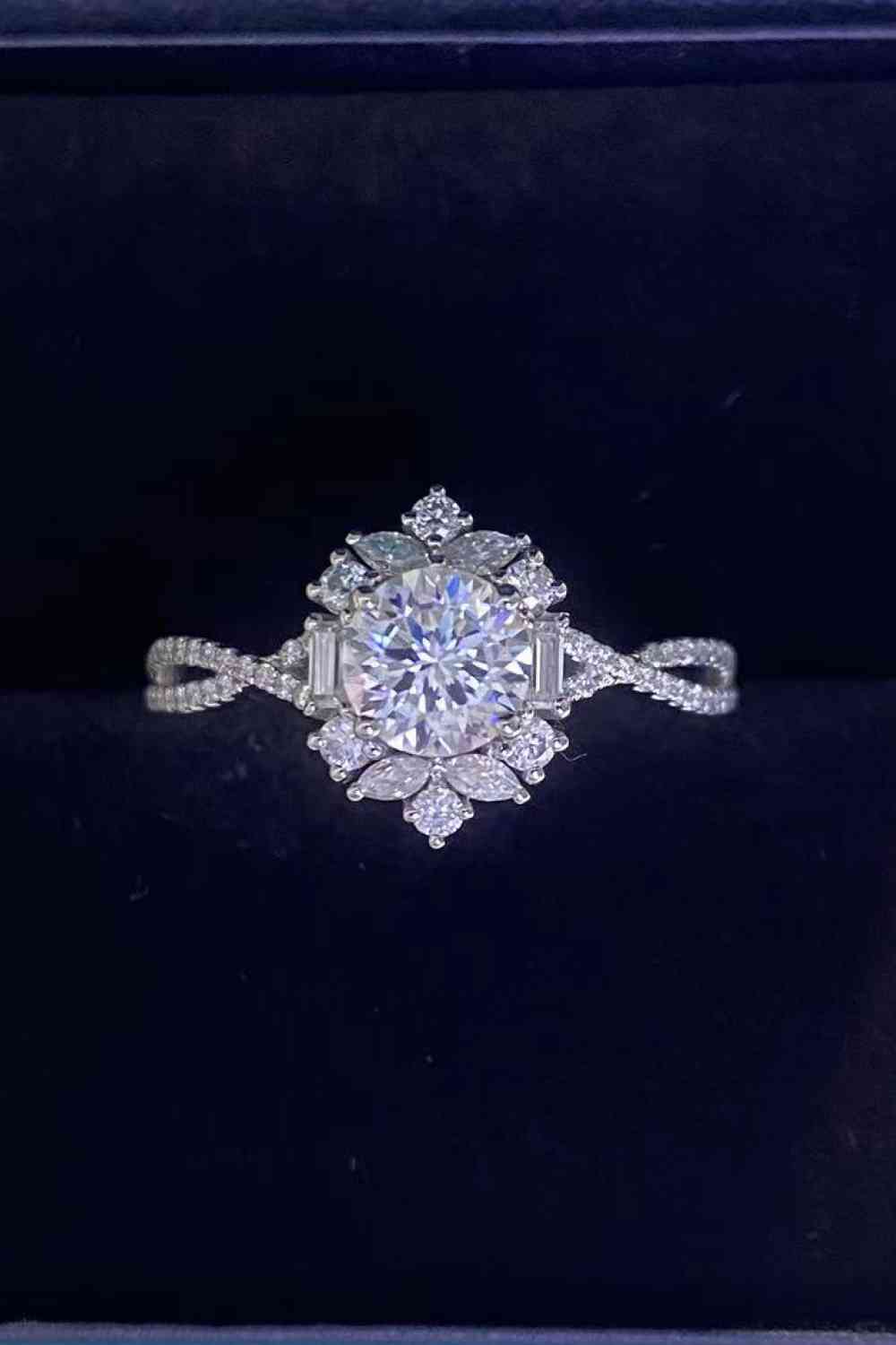 Floral 2 Carat Moissanite Crisscross Ring