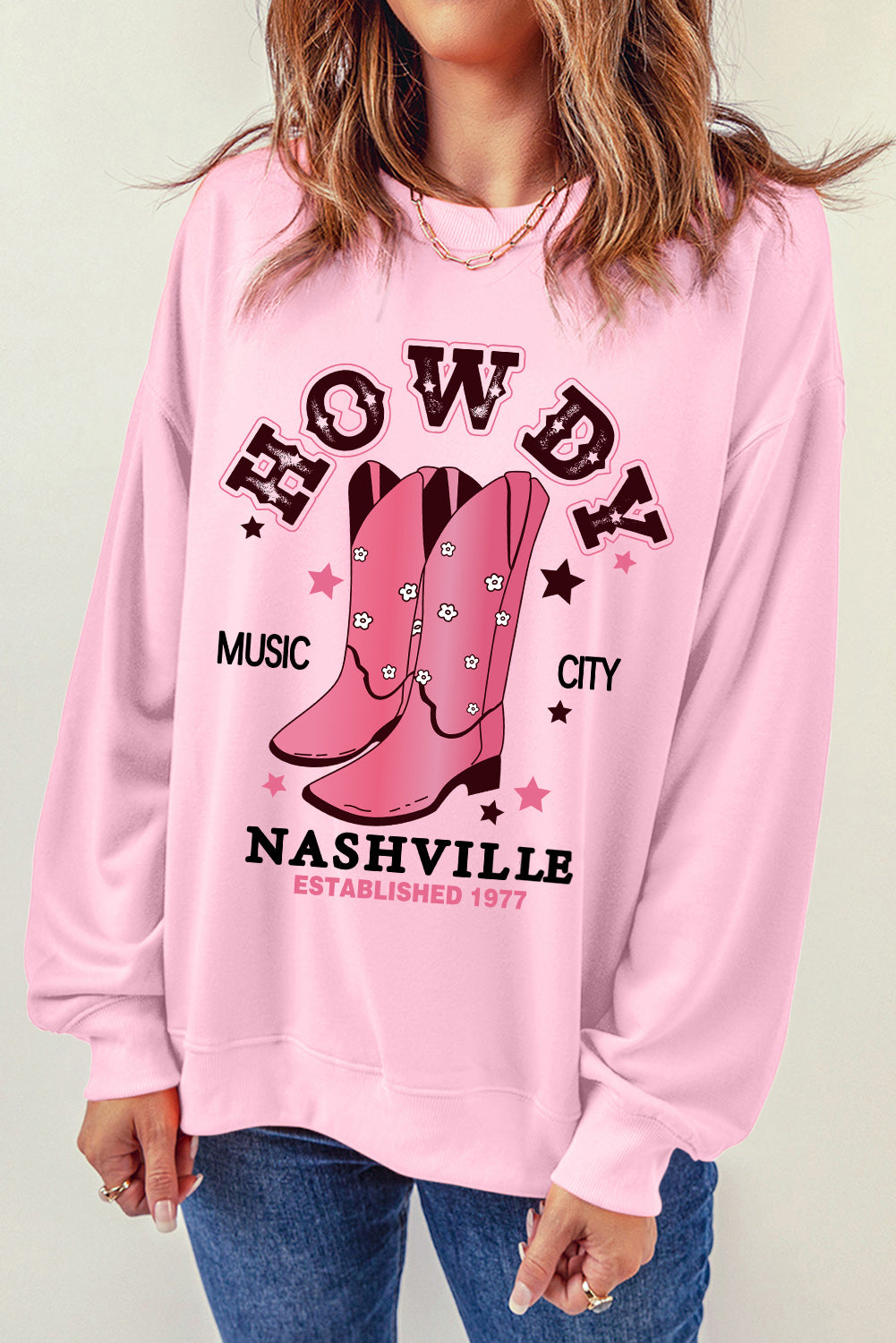 Cowboy Boots Graphic Dropped Shoulder Sweatshirt