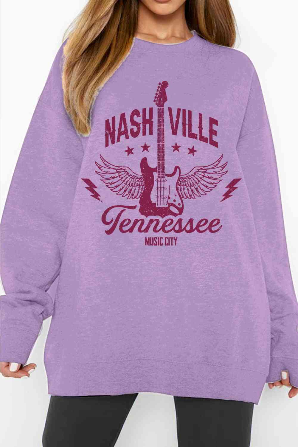 Simply Love Simply Love Full Size NASHVILLE TENNESSEE MUSIC CITY Graphic Sweatshirt