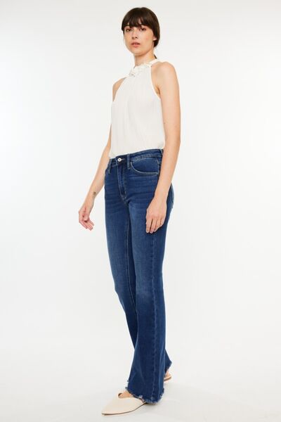 Kancan Cat's Whiskers Raw Hem Flare Jeans