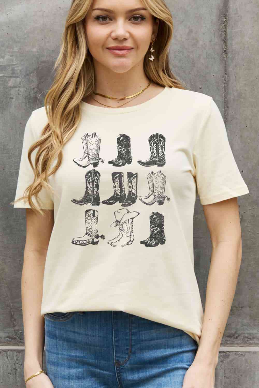 Simply Love Simply Love Full Size Cowboy Boots Graphic Cotton Tee